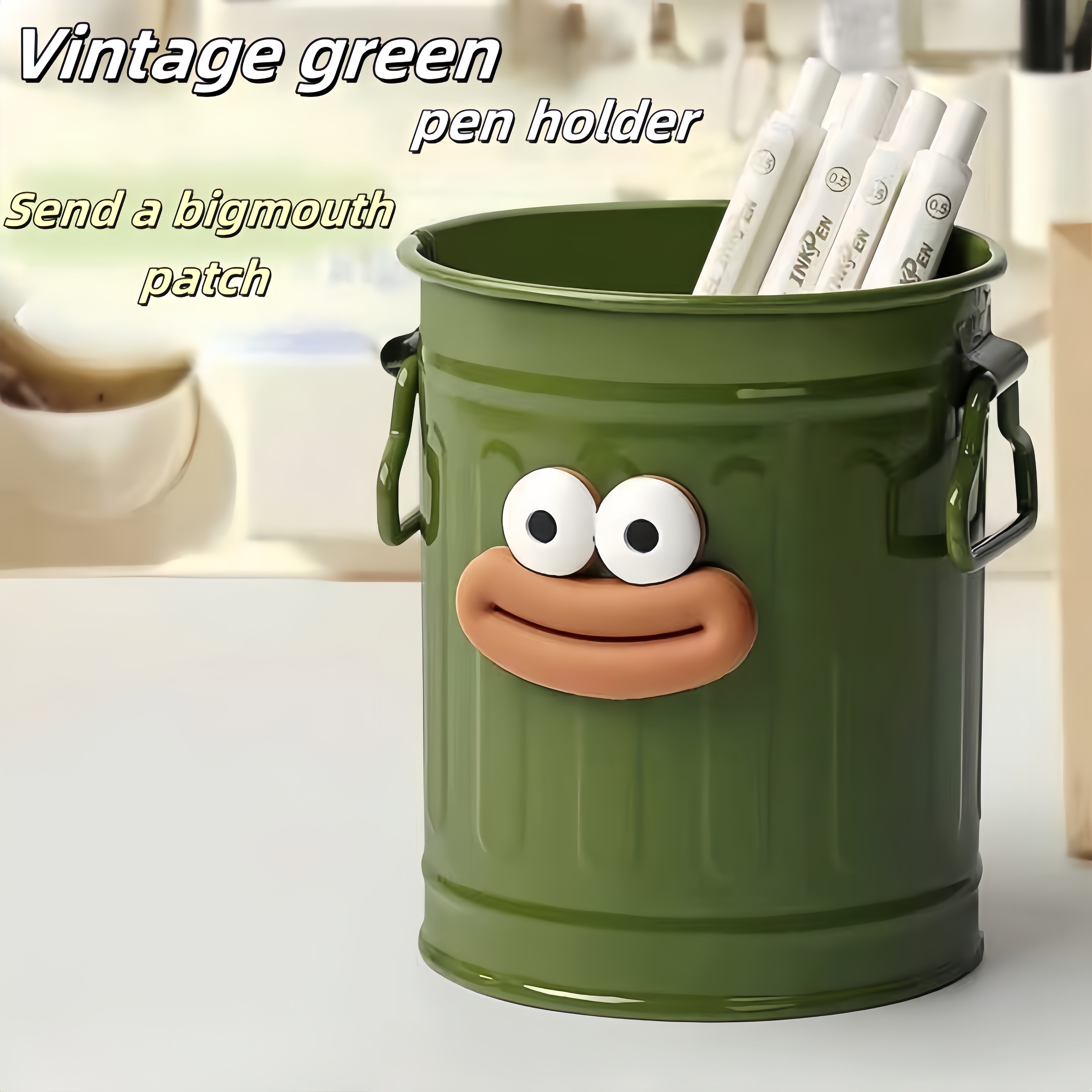 Large Capacity Desktop Pen Holder for Office Dorm Student with Big Mouth Ornament