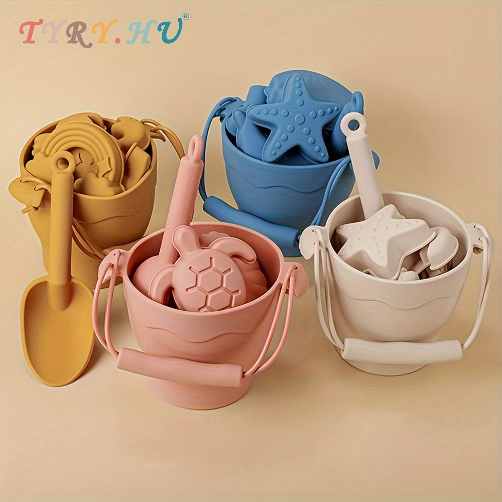 8 ta bolalar plyaj o'yinchoqlari to'plami, qum kashlaklari bilan, BPA-siz silikon, yozgi tashqi o'yin uchun