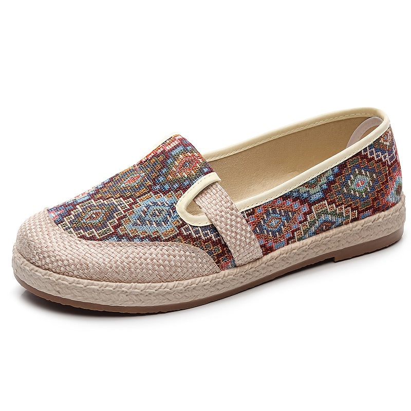 Ayollar uchun slip-on tekis poyabzal nafas oladigan mato rezina taglik Barcha mavsumlar uchun