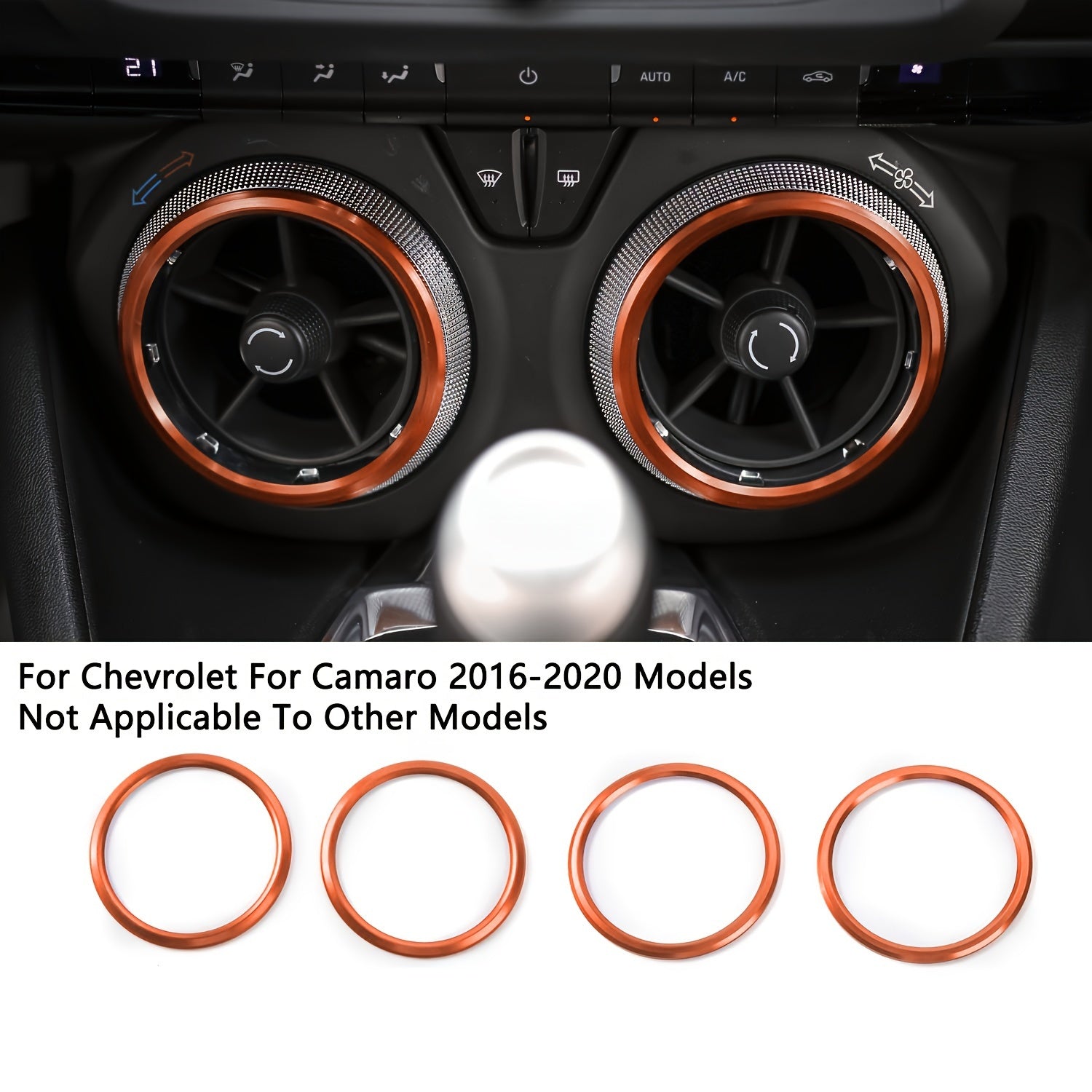 4pcs Aluminum Air Conditioner Knob Outlet Trim for Camaro 2016-2020
