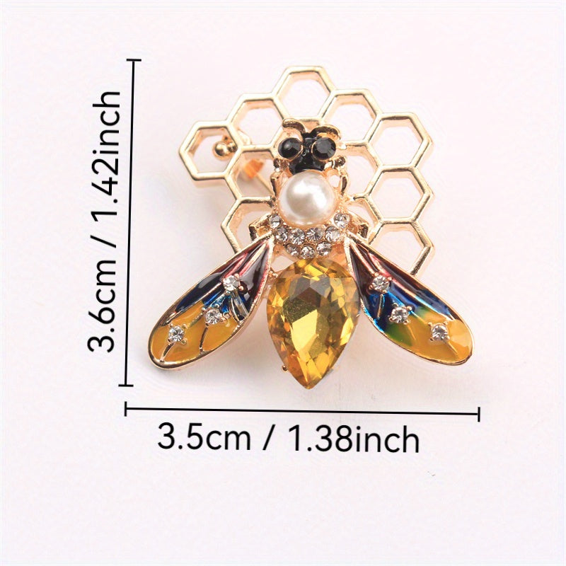 Rhinestone Bee Brooch Pin Irregular Shape Jewelry for Women and Girls
