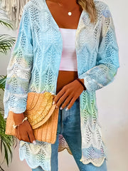 Plus Size Women's Open Front Long Sleeve Cardigan Lightweight Breathable Casual