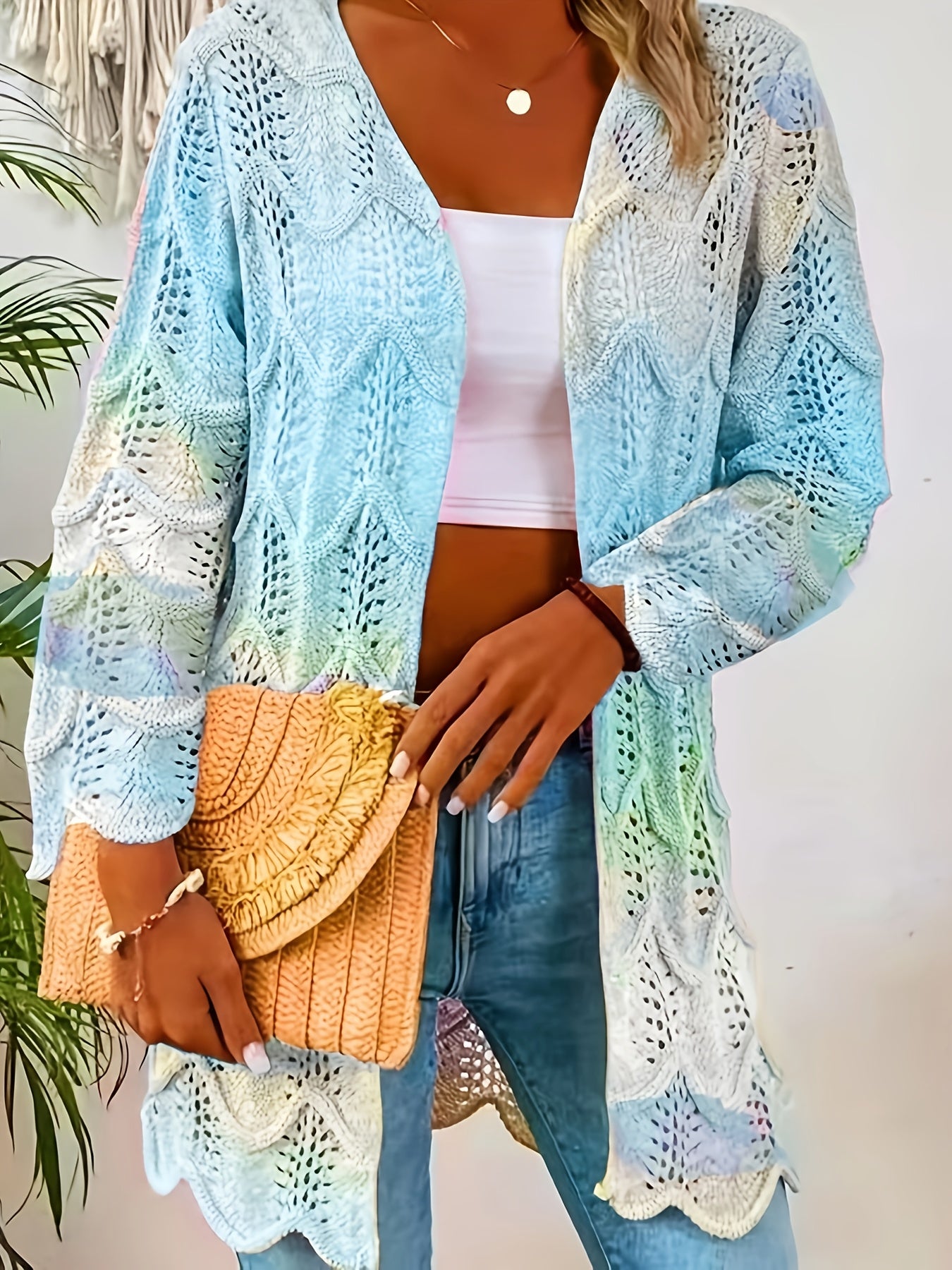 Plus Size Women's Open Front Long Sleeve Cardigan Lightweight Breathable Casual