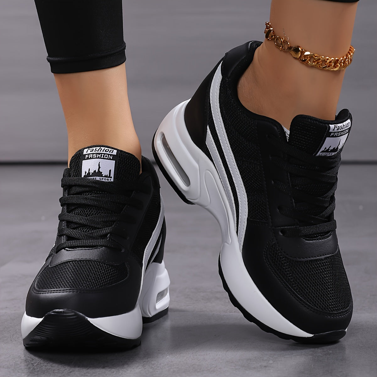 Women's Mesh Wedge Sneakers Casual Lace-Up White Air Cushion Shoes