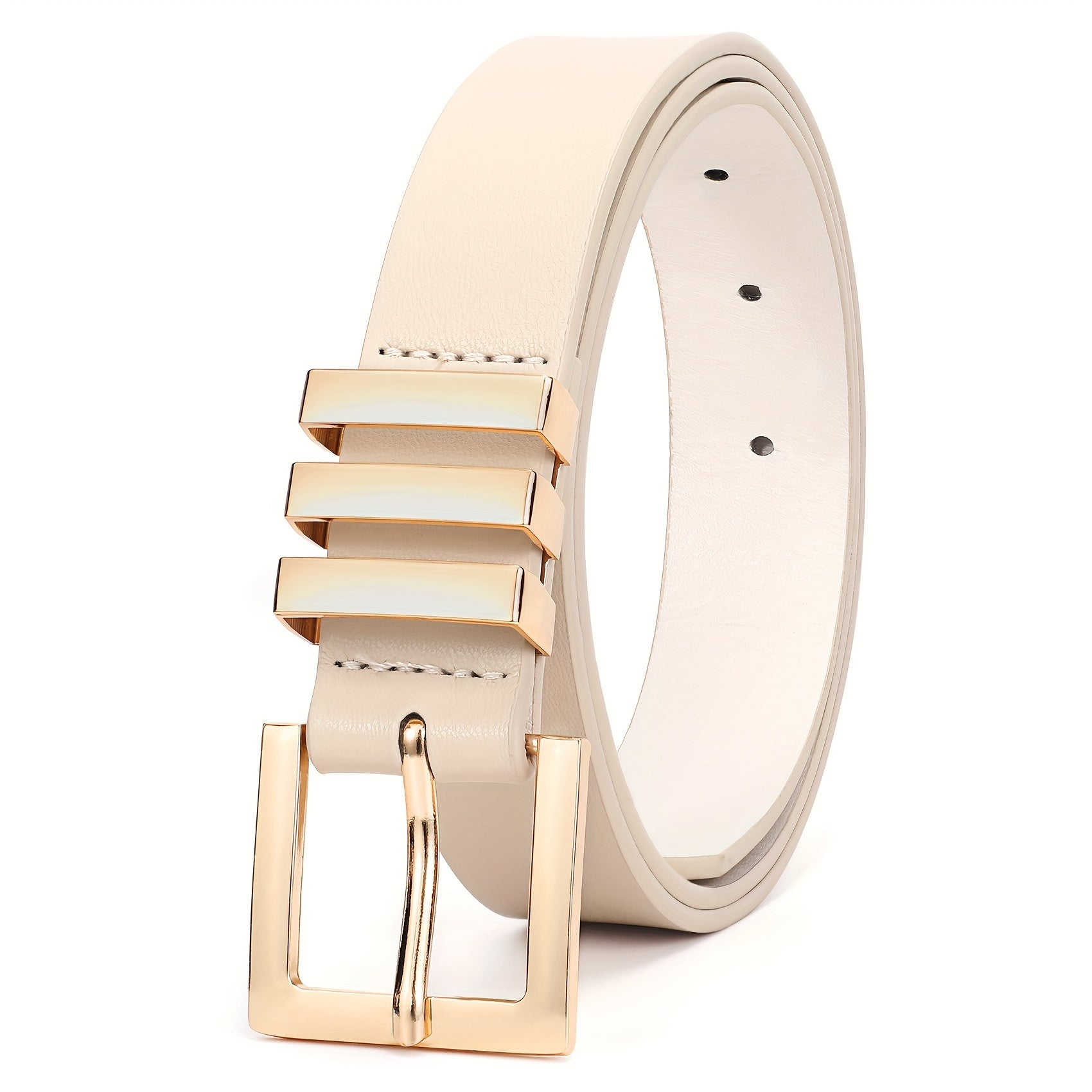 Plus Size Women's Leather Belt for Jeans Pants Dresses Square Golden Buckle