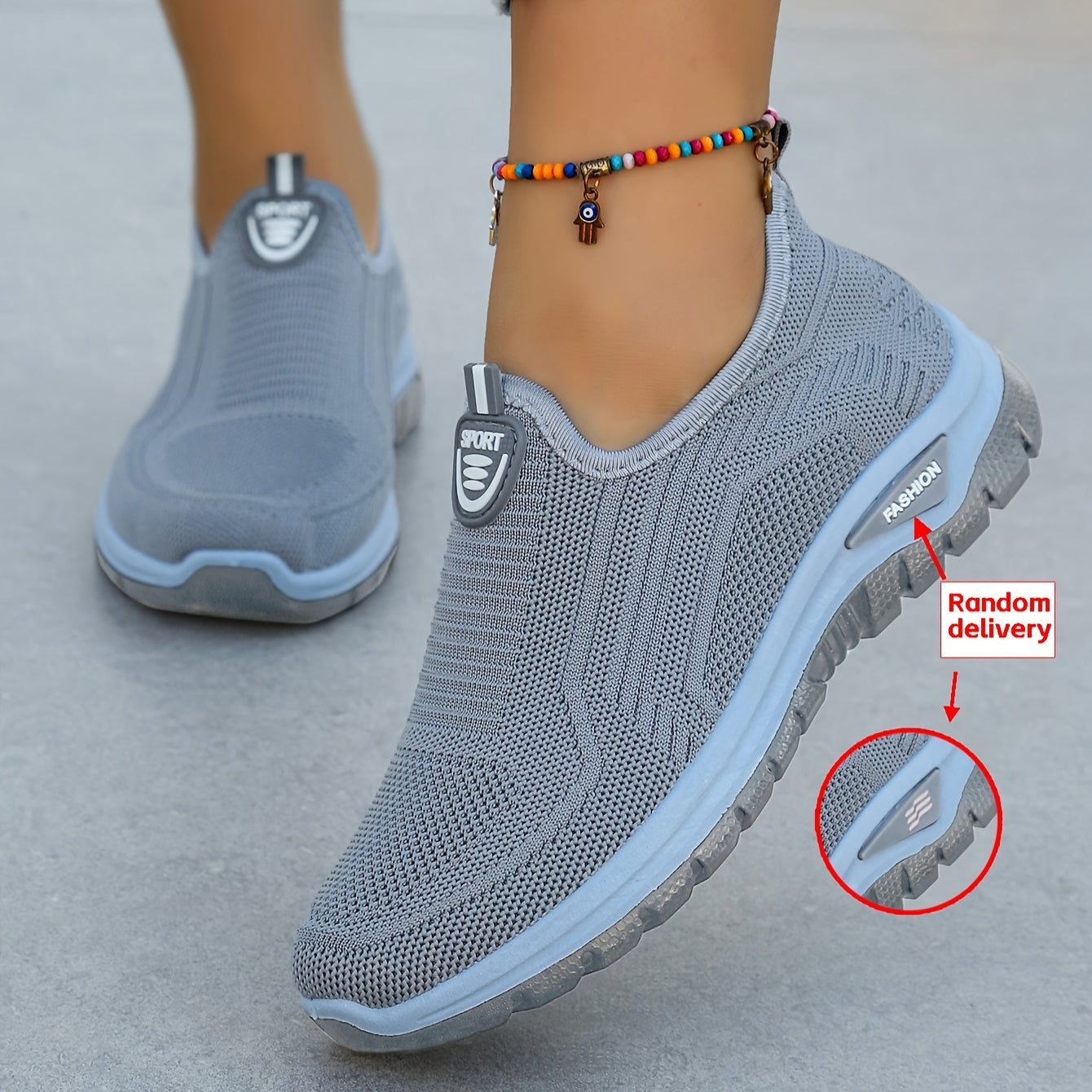 Women Plus Size Breathable Slip-On Sneakers Casual Walking Shoes Black Blue