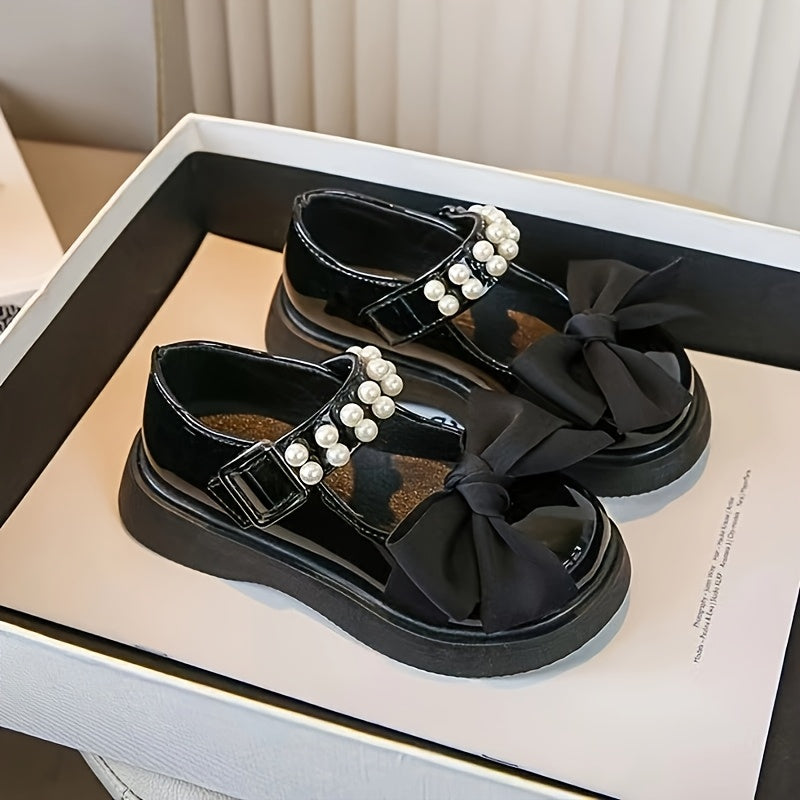 Girls' Mary Jane Shoes Beaded Bowknot Lightweight Dress Shoes for Parties and Weddings