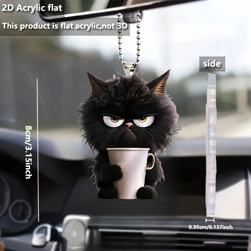 Umumiy foydalanish uchun akril mushuk taqinchoqli kalit zanjir avtomobil uchun osma, xayoliy qora mug dizayni