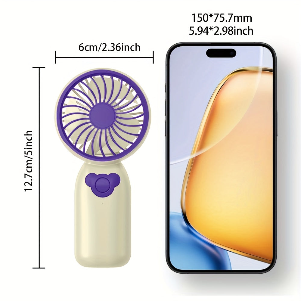 Silent Mini USB Fan Rechargeable Handheld Fan for Office Home Travel in Black Purple Beige