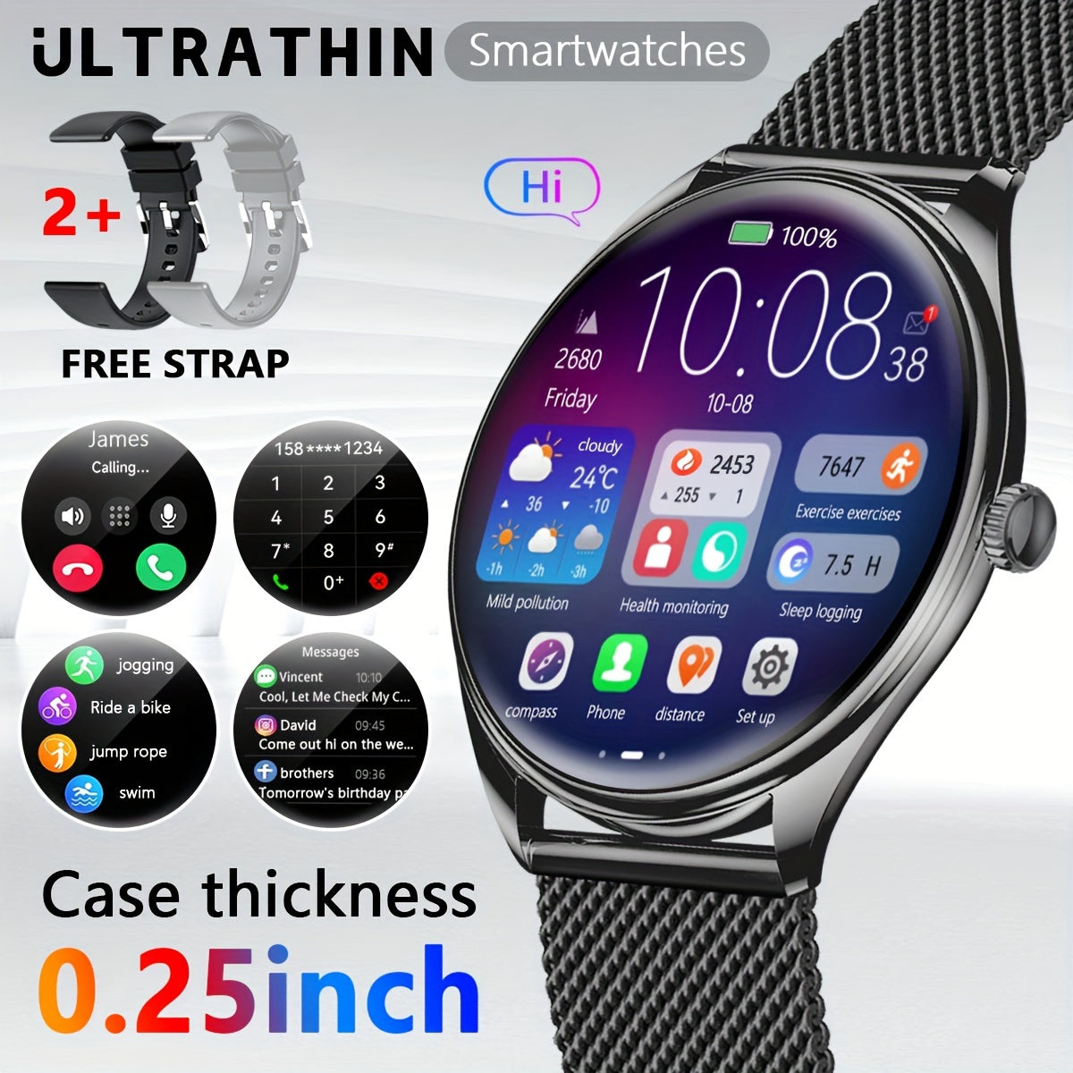 Erkaklar va ayollar uchun aqlli soat 1.43 dyuym AMOLED displey Bluetooth 5.0 fitness izlovchi