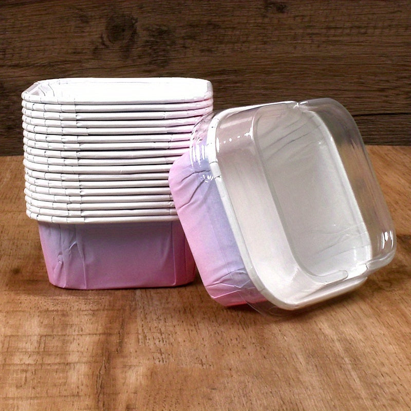 Set of 50 Colorful Foil Cupcake Liners with Lids, Oil-Proof Muffin Cups for Baking