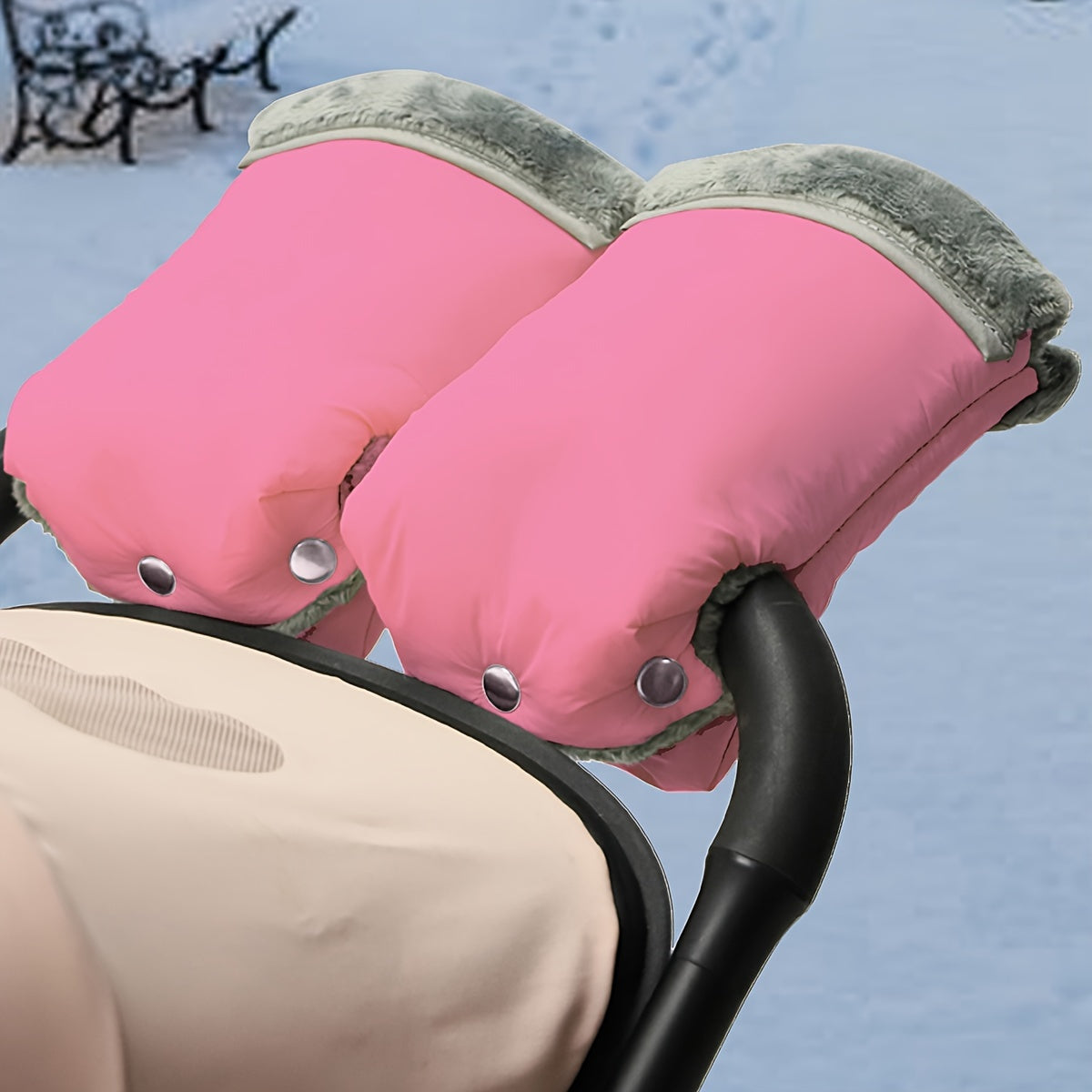 Unisex Windproof Waterproof Gloves with Plush Lining for Stroller Outings