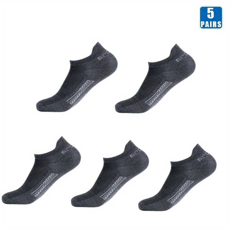 Men's Summer Ankle Socks 5 Pairs Breathable Anti-Odor Mesh Sweat-Absorbing