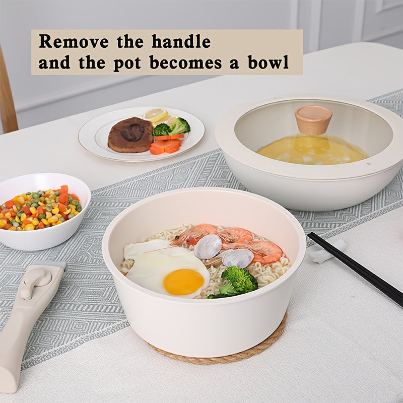 Non-Stick Aluminum Cookware Set with Removable Handle, Stackable, Glass Lids