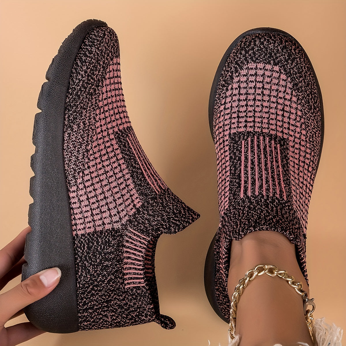 Women's Plus Size Breathable Slip-On Sneakers for Casual Running