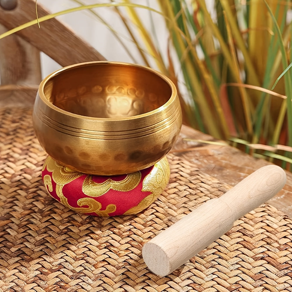 Copper Singing Bowl Set for Meditation Sound Therapy with Wooden Mallet