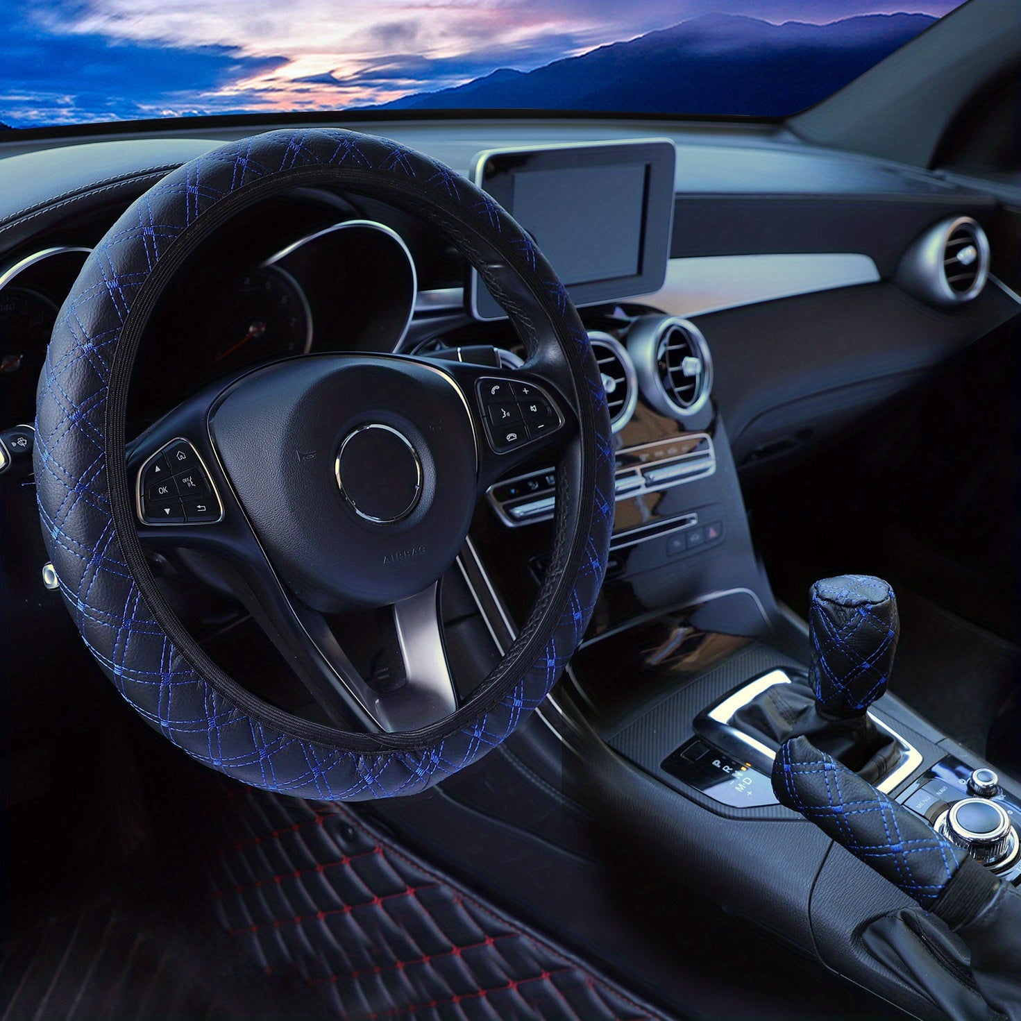 3 шт. кожаный чехол на руль автомобиля, рычаг переключения передач, ручник, подходит для 38 см