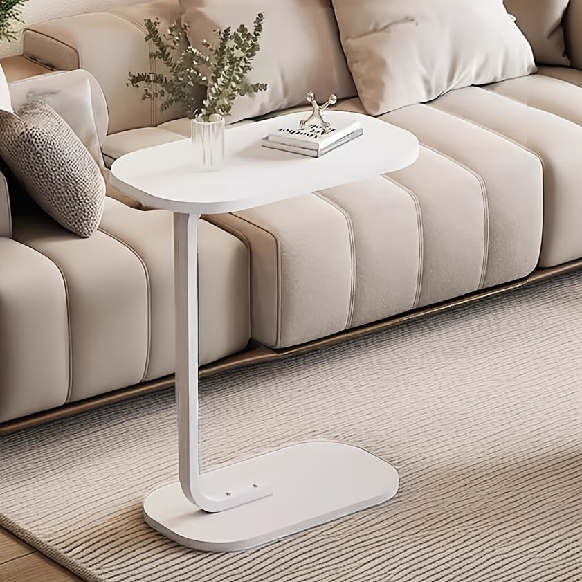 Walnut Sofa Side Table with Black Frame, Space-Saving End Table for Living Room or Bedroom