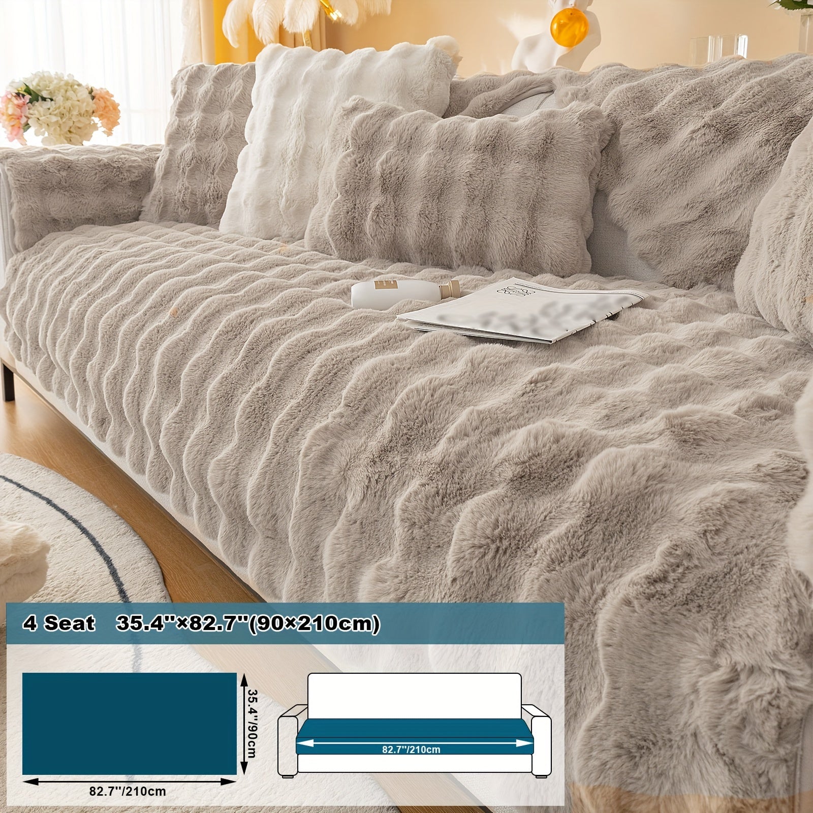 Имитация кролика плюшевая подушка-диван для домашних животных, дружелюбная к собакам с нескользящим чехлом для защиты мебели и декора в спальне, офисе или гостиной.