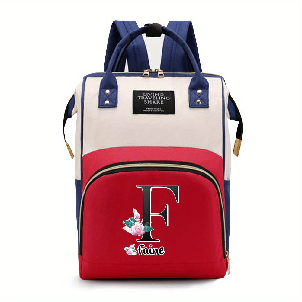 Персонализированная сумка для подгузников из оксфордской ткани с индивидуальными инициалами - Просторная сумка для мам с дизайном букв A-Z, идеальна для путешествий и повседневного использования, с карманами для бутылочек для женщин