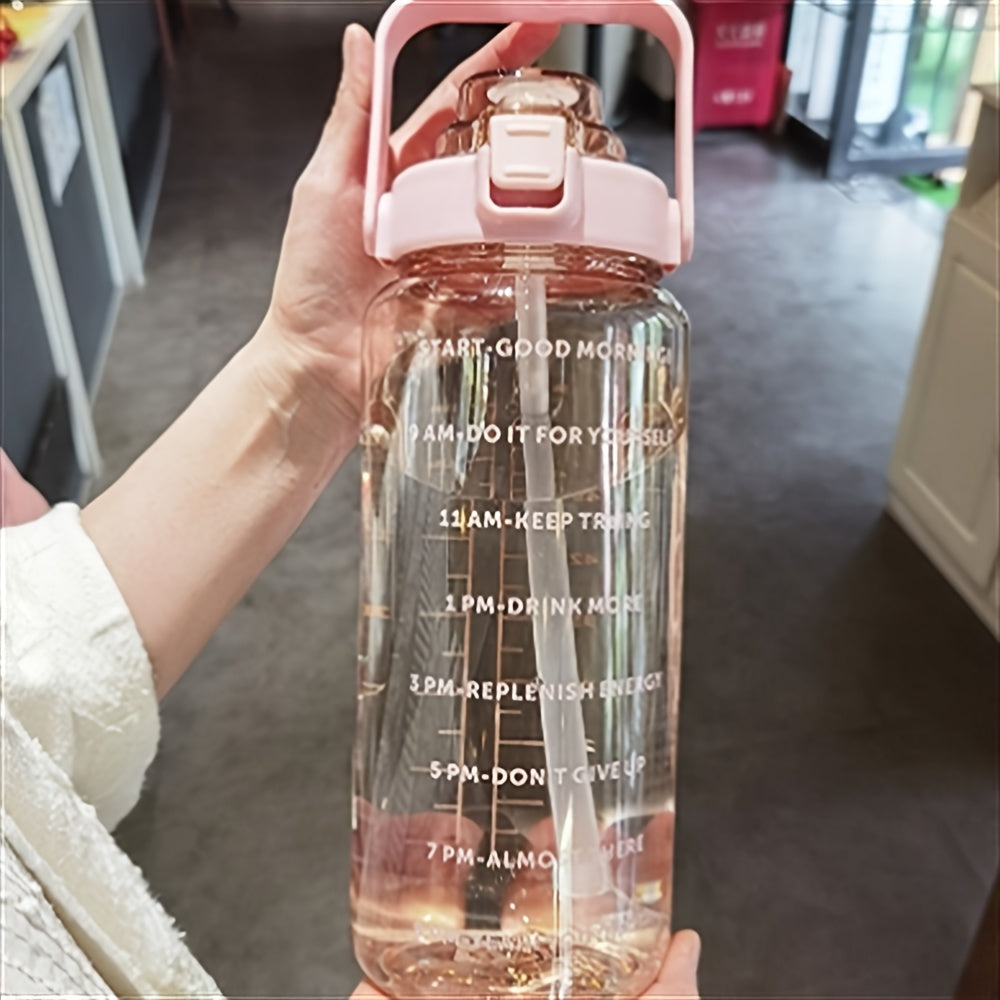 Large Capacity Sports Water Bottle with Straw 2000ml Leak-Proof Durable PC