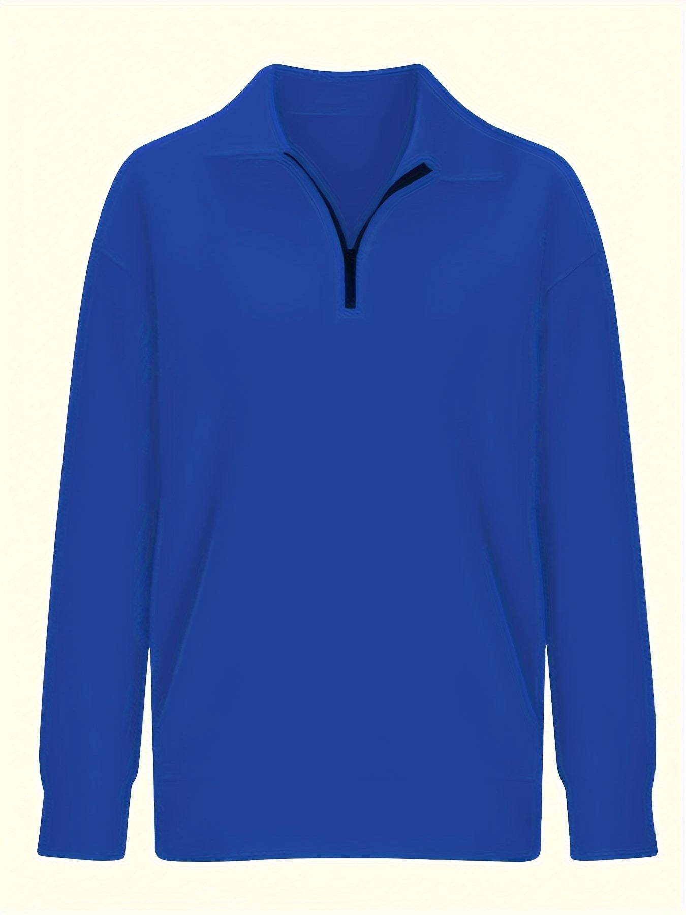 Ayollar uchun yarim-zip pullover svitshot uzun qolli ko'k polyester aralashmasi