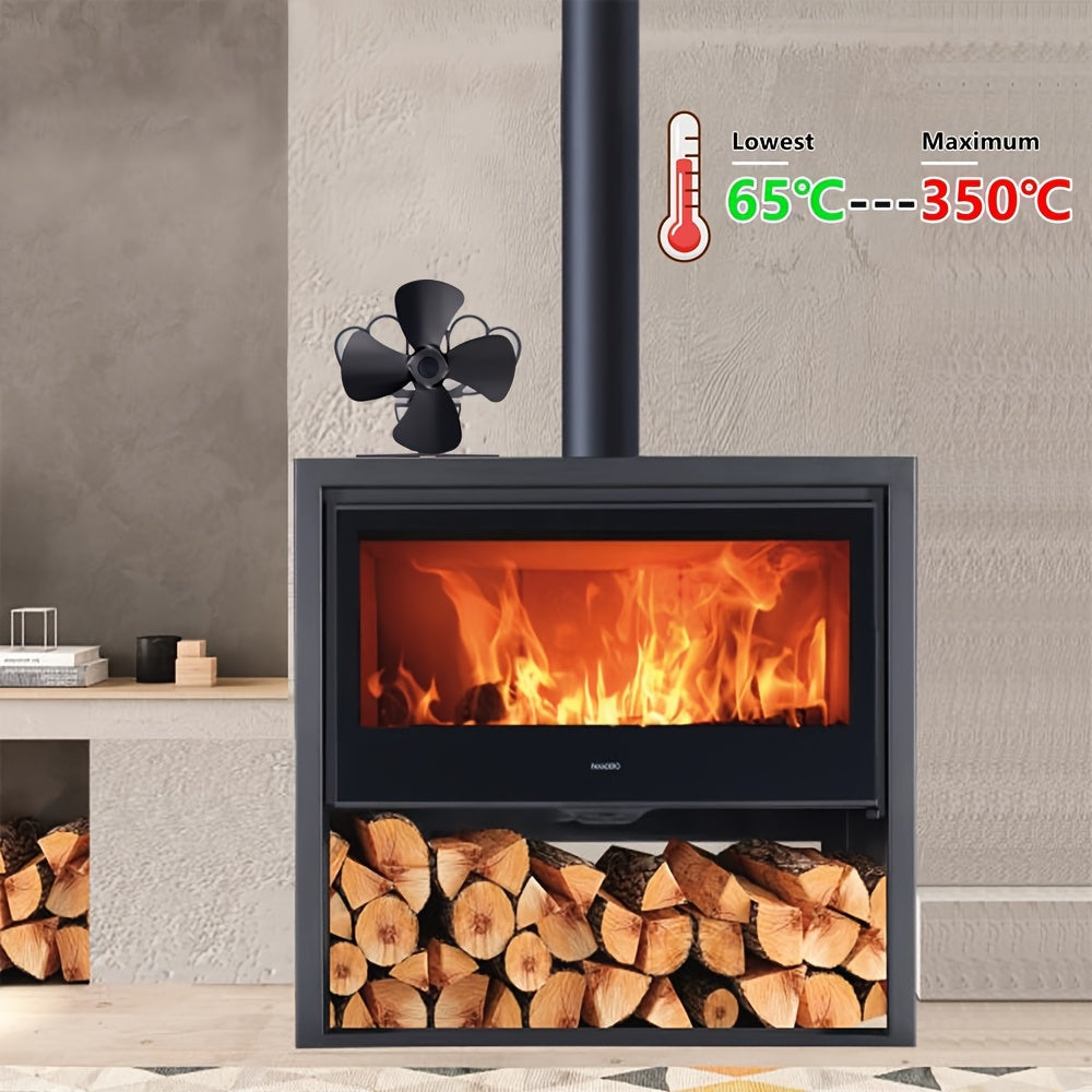 Mini Aluminum Fireplace Fan, Portable Heat-Powered Stove Fan for Air Circulation