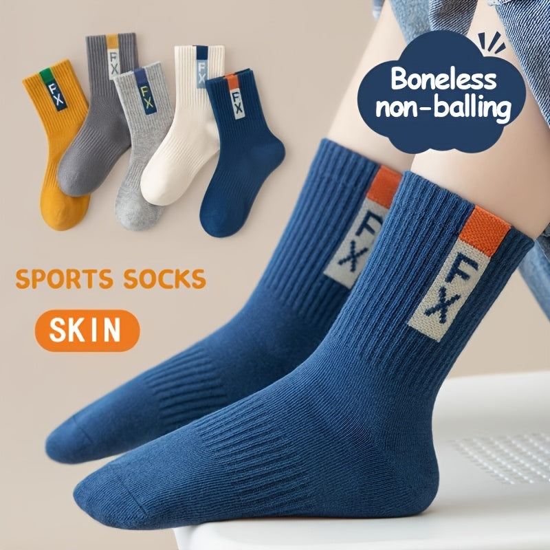Breathable Mid-Calf Socks for Men and Children 5 Pairs No Pilling