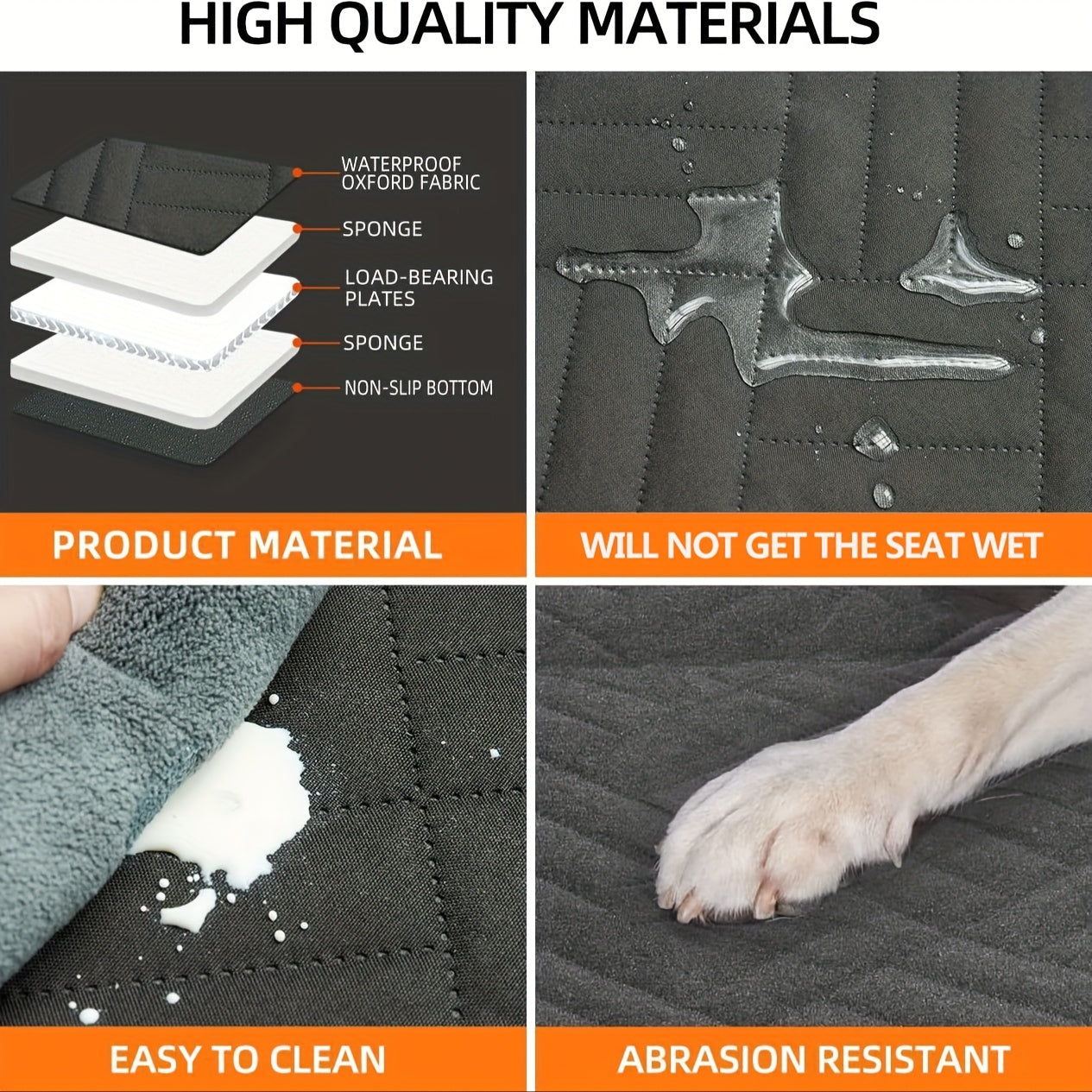 Pet Car Mat with Load-Bearing Support for Dogs Travel Hammock Rear Seat Cushion