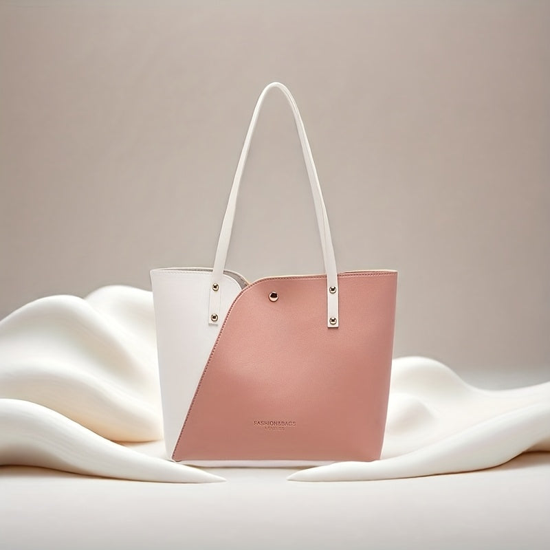 Women's PU Tote Bags Shoulder Shopping Handbags with Edge Paint in Multiple Colors