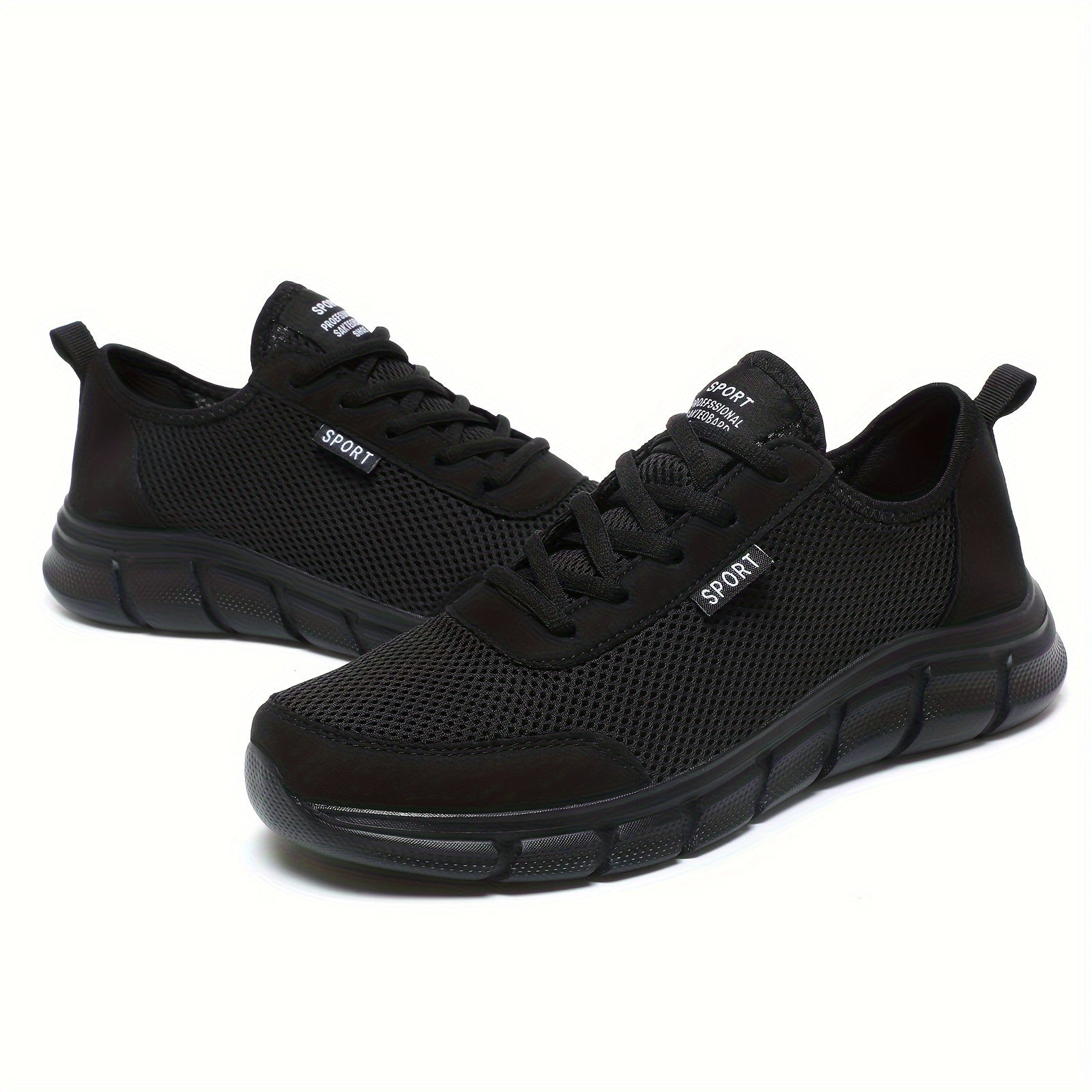 Men's Black Mesh Sneakers Breathable Lightweight Casual Shoes for Fall Spring Summer Sizes 39-48