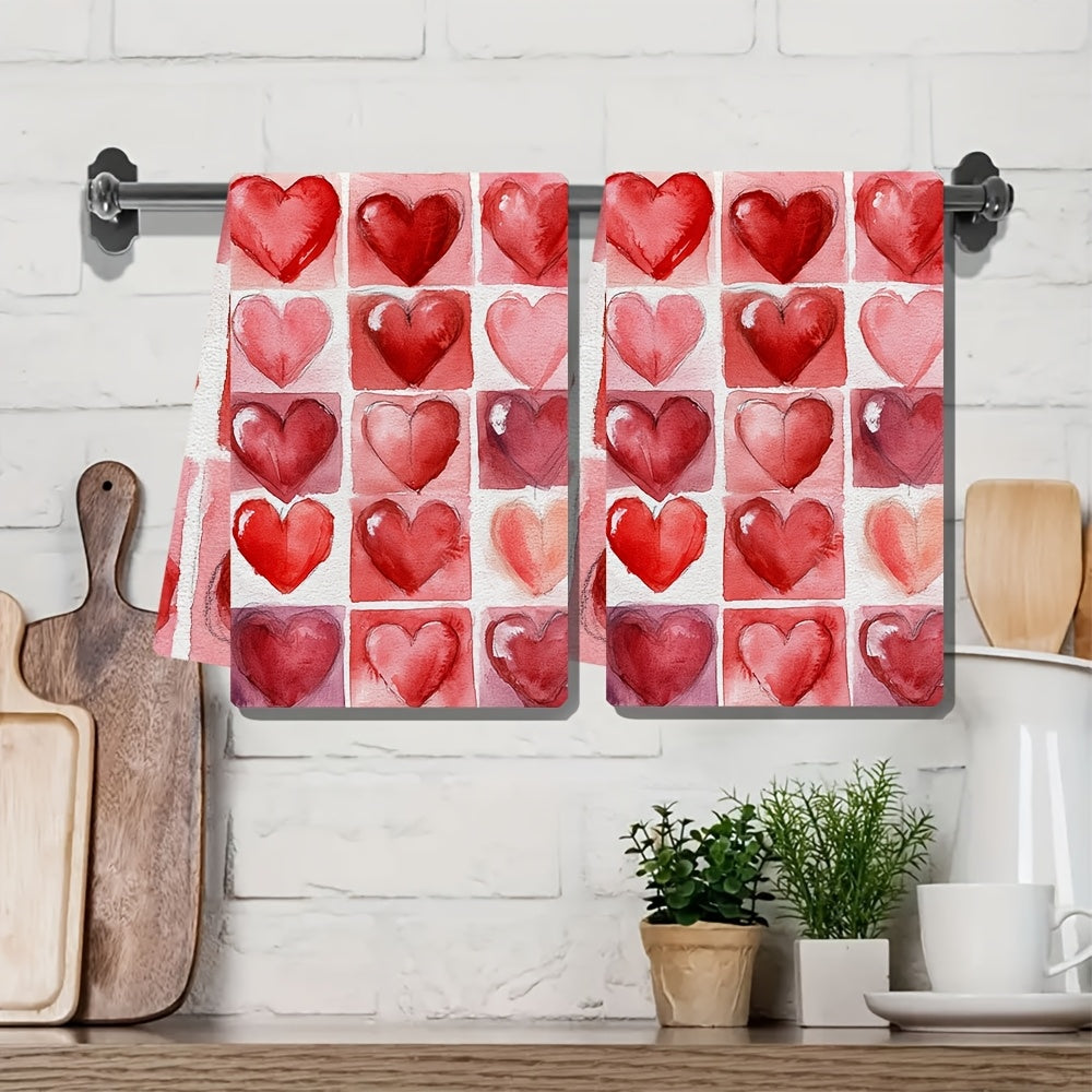 Valentine's Day Tic-Tac-Toe dizayni bilan 2 ta Ultra-Soft oshxona sochiq to'plami 40x60 sm