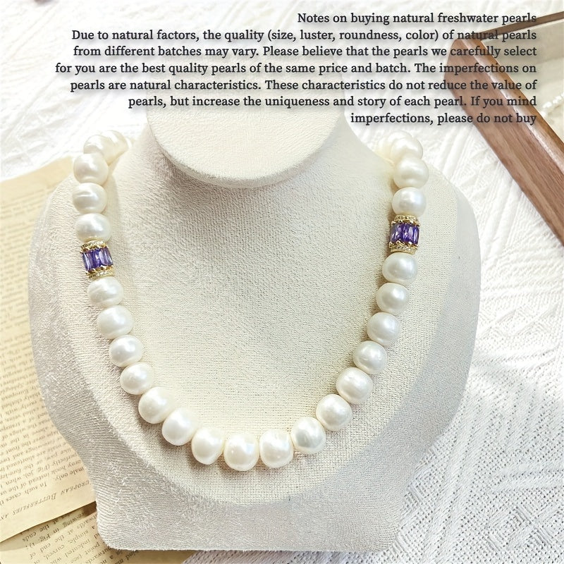 Women's Freshwater Pearl Necklace Natural White Elegant Gift Box