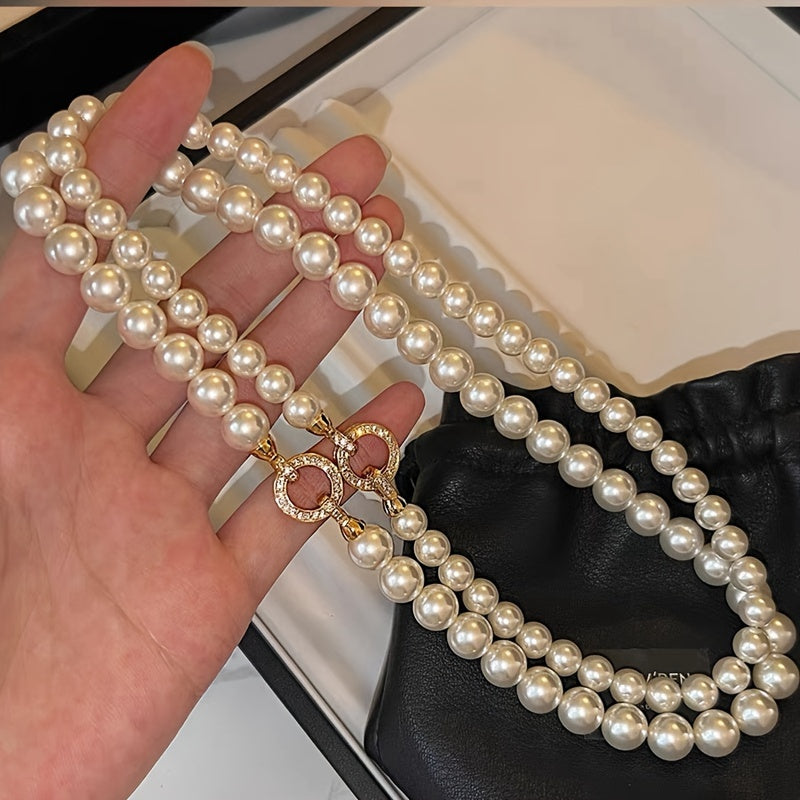 Vintage Australian White Shell Pearl Necklace 10mm Romantic Gift Jewelry