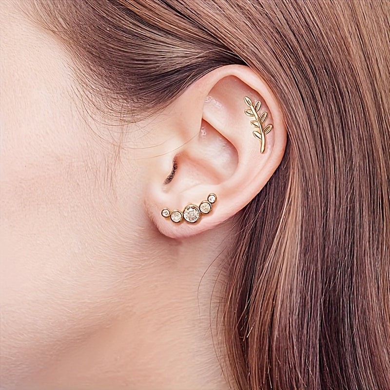 Women's Hypoallergenic Spiral Cartilage Earrings 6 Pairs Stainless Steel Crystal Zirconia