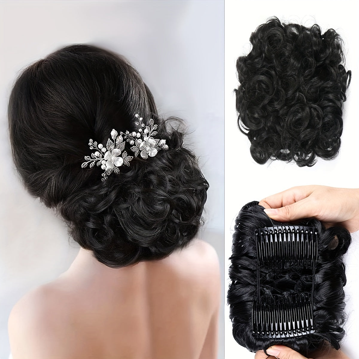 Women's Blonde Synthetic Messy Bun Hair Piece with Flowy Wavy Style