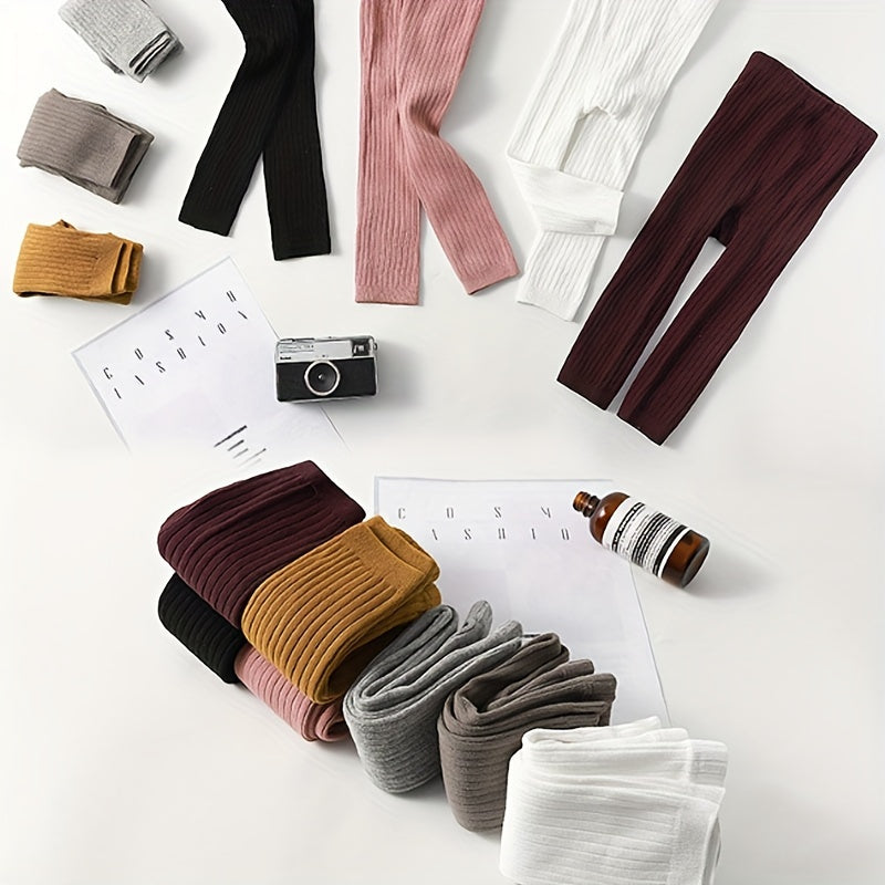 2-Pack Bolalar Uchun Paxta Aralashmasidan Yasalgan O'rta Bo'yli Legginglar - Bir Rangli, Cho'ziluvchan, Havo O'tkazuvchi, Har Mavsumga Mos Tights 12 Yoshgacha - Faqat Qo'l Yuvish