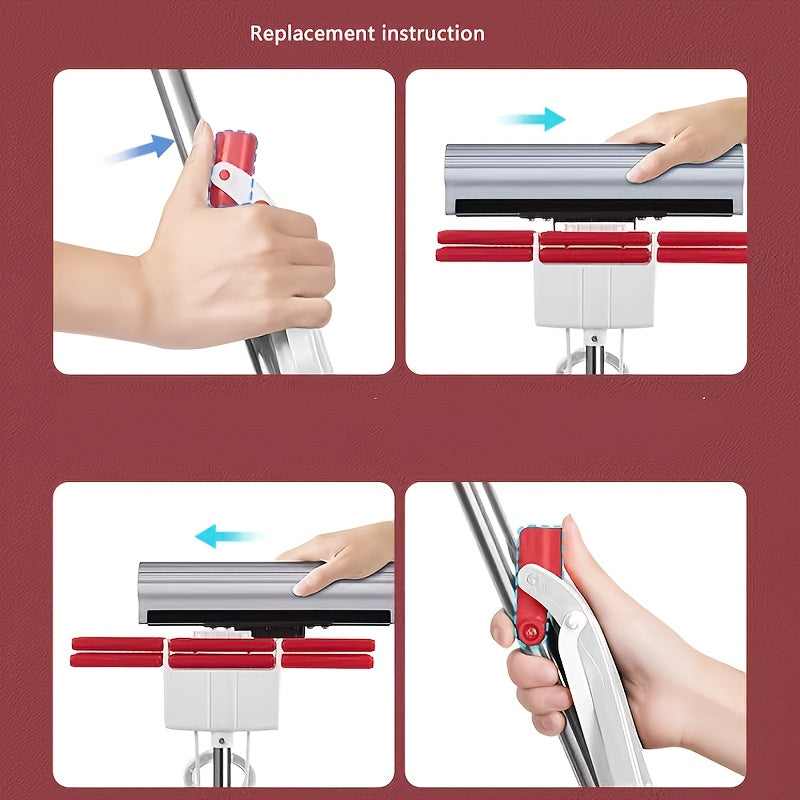 Uy tozalash uchun rezina mop - Qo'l bilan yuvish shart emas! Super singdiruvchi gubka mop 2 mop boshini o'z ichiga oladi.