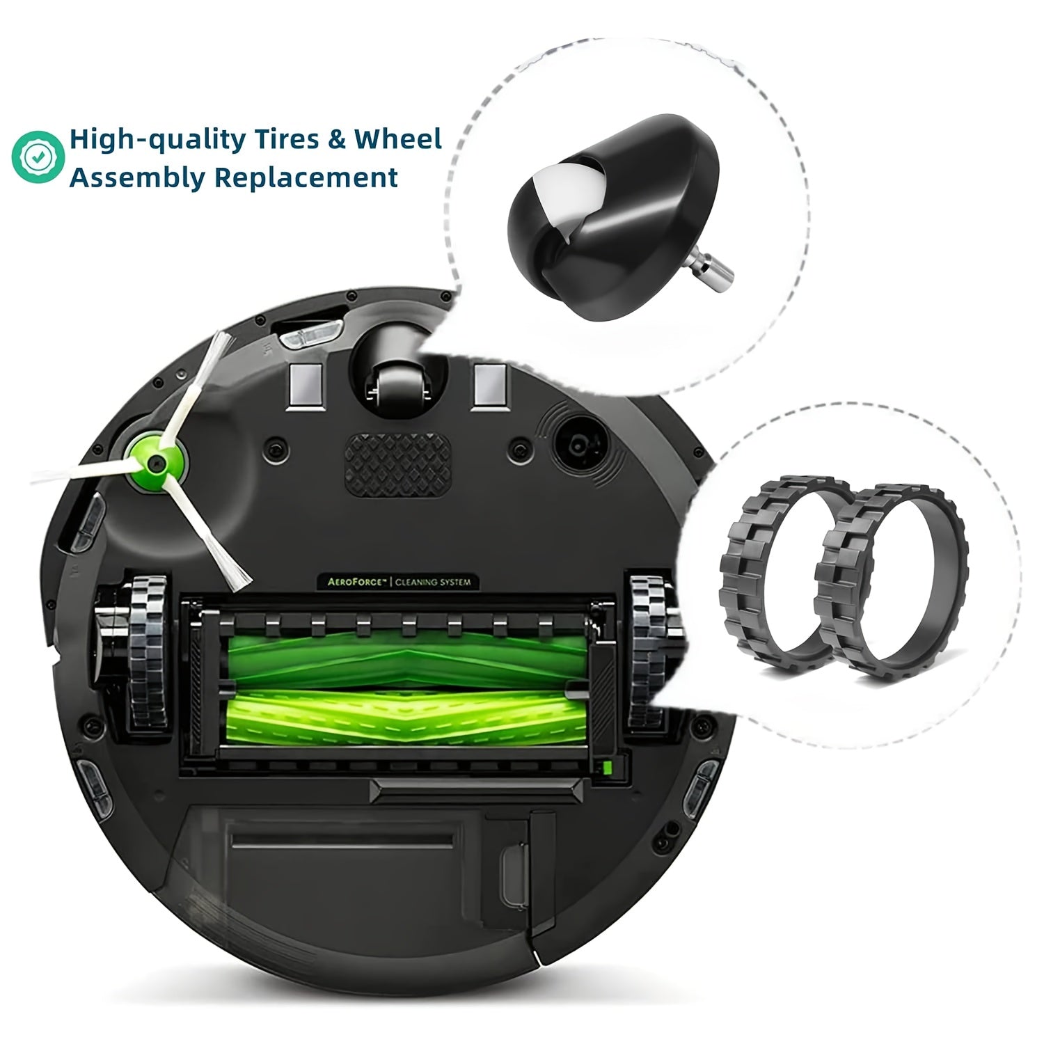 Silicone Replacement Wheels for Robot Vacuums, Non-Slip, Compatible with 500-900 Series