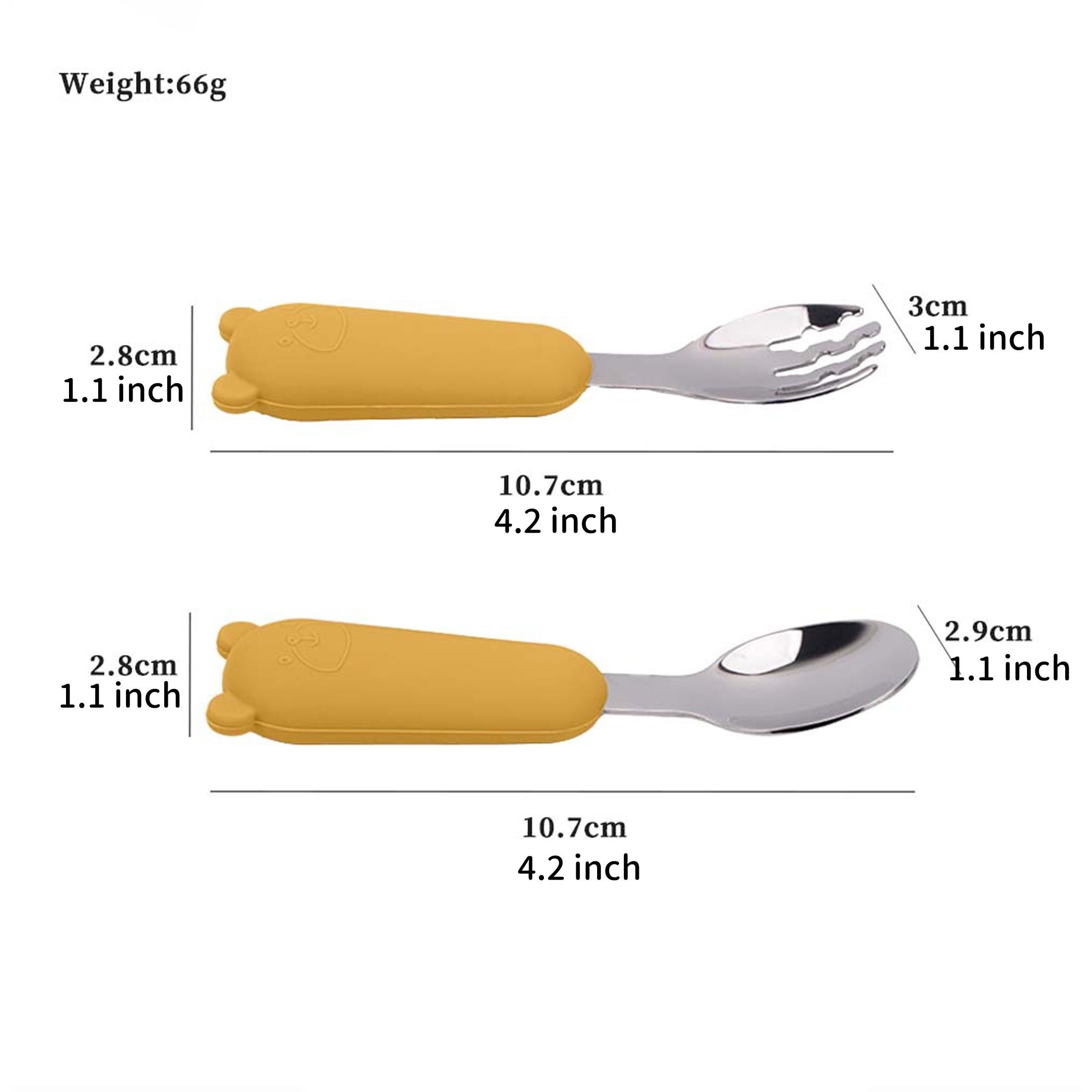 Baby Feeding Utensils Set Silicone and Stainless Steel Bear Shape for Babies Red Blue