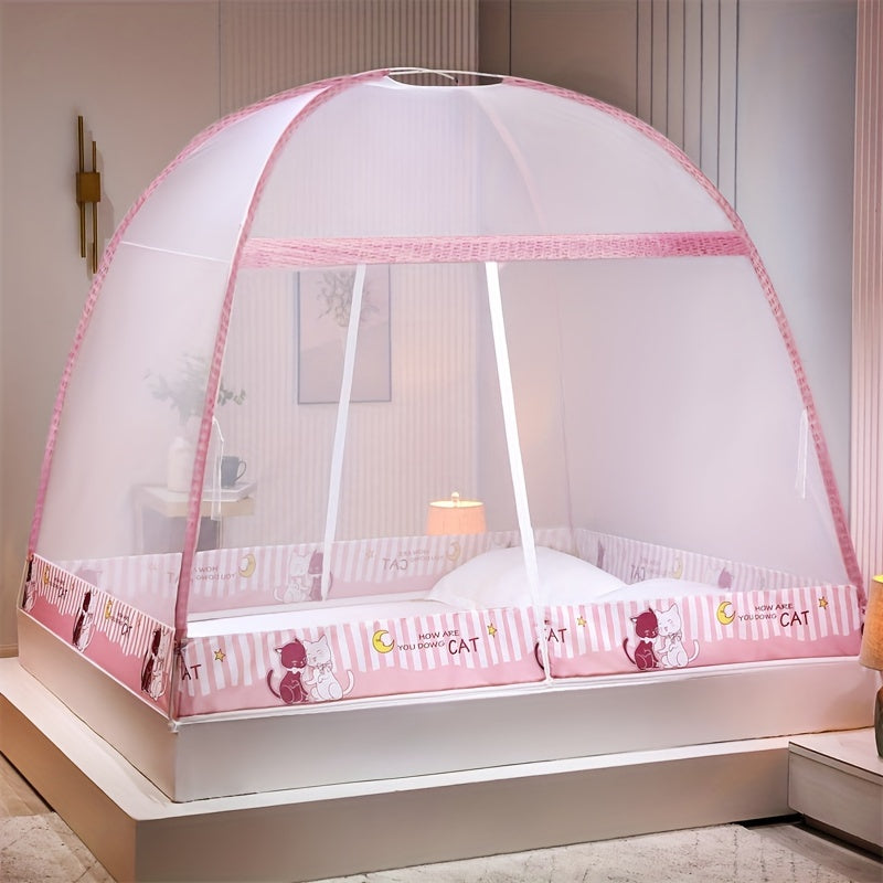 Pop-Up Mongolian Yurt Mosquito Net for Bed Protection, 360° All-Round, Easy Setup