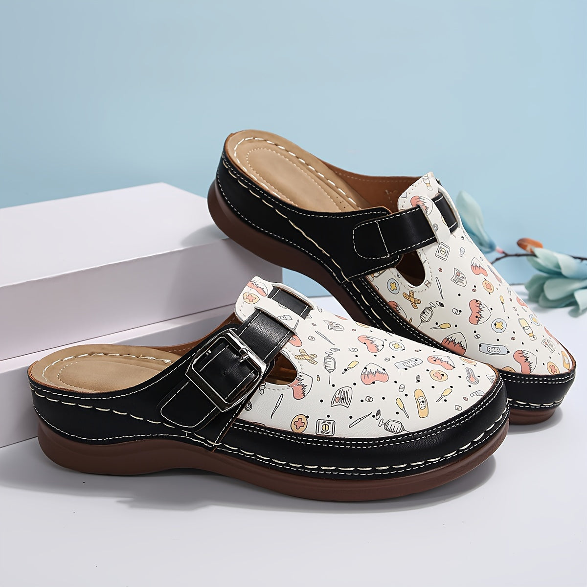 Zapatillas de enfermera para mujer, ligeras, planas, de punta sencilla, para todas las estaciones, materiales sintéticos