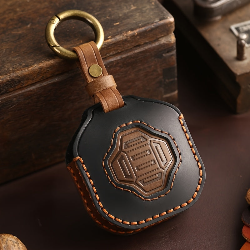 Universal PU Car Key Fob Cover Fit for Smart Key with Chain and Button Protector