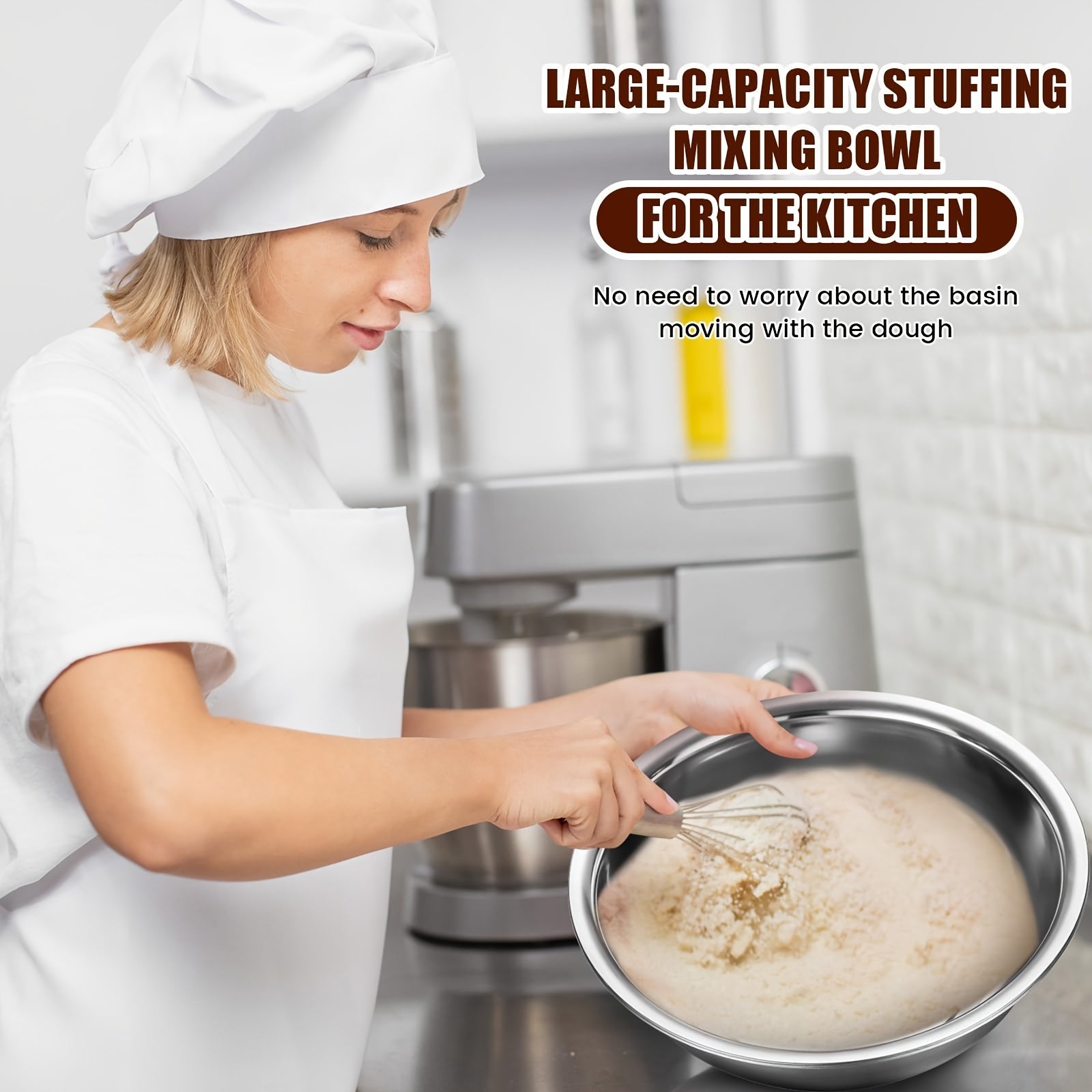 Gran cuenco de acero inoxidable para amasar, verduras, sopa, con gran capacidad