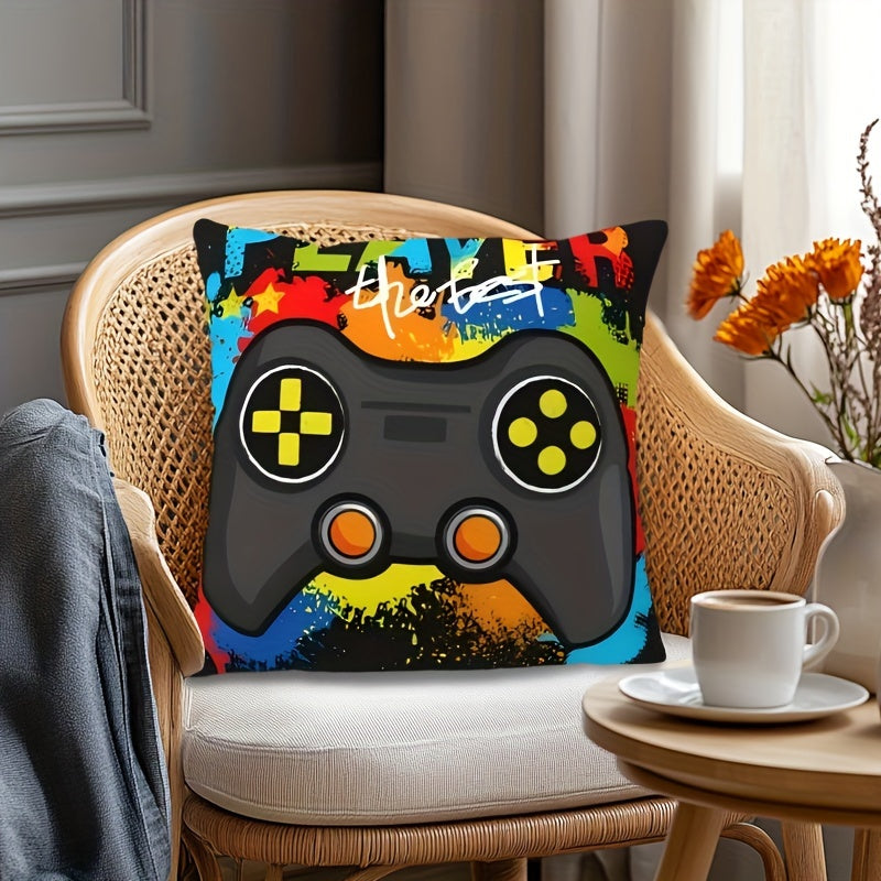 Reversible Gaming Throw Pillow Cover 44x44cm for Game Room Couch Decor