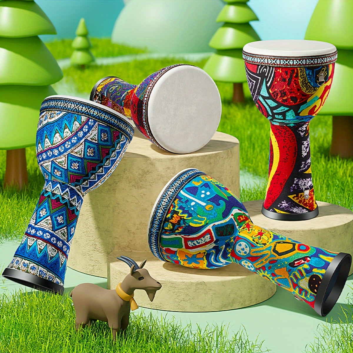Afrika davul 20.32cm Qo‘l perkussion asbobi, musiqa va ko‘ngilochar uchun jonli Afrika naqshlari bilan