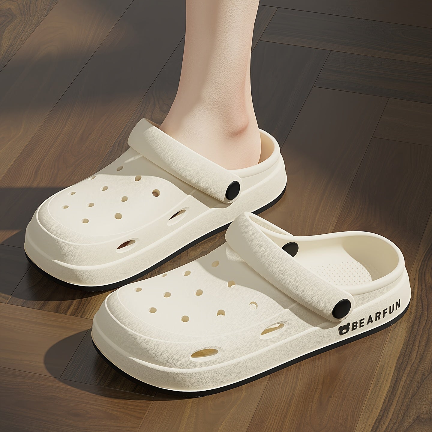 Women's White EVA Clog Sandals Lightweight Summer Beach Slippers