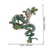 Emerald Green Vine Snake Enamel Brooch Rhinestones for Women Clothing Accessories