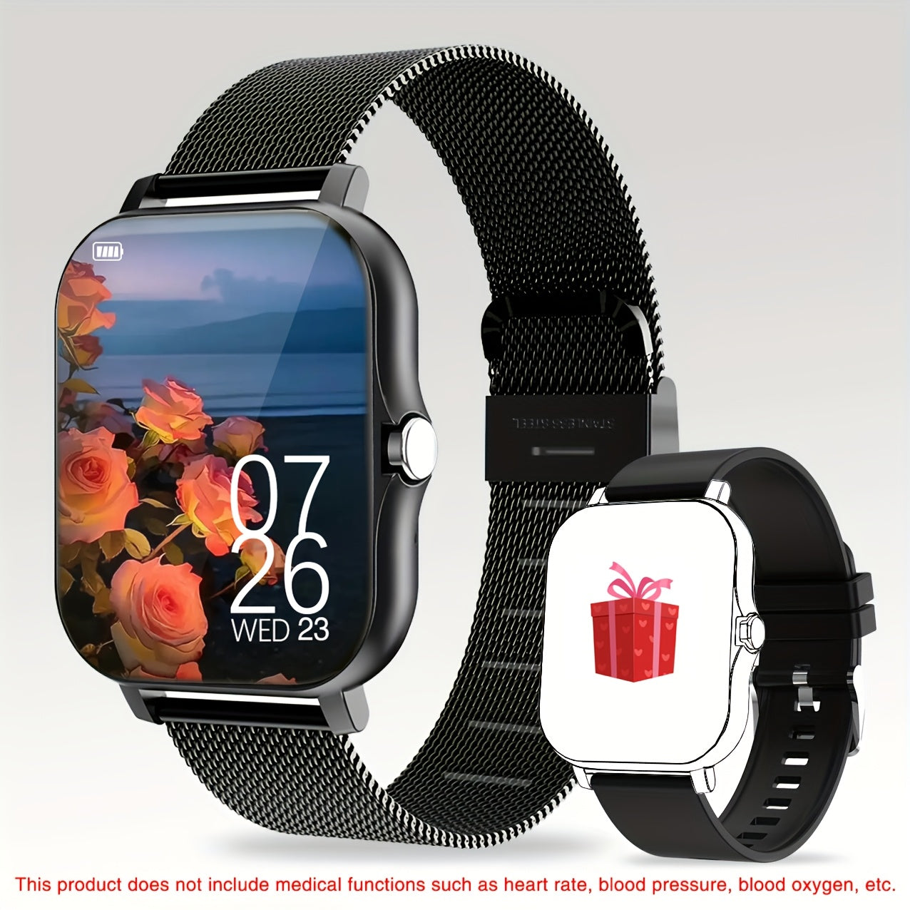 Smart Watch for Men and Women 4.65cm Wireless Calling Long Sitting Reminder USB Rechargeable