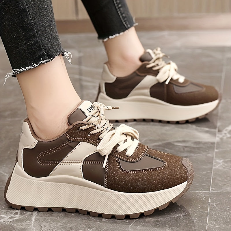 Women's Casual Sneakers with Chunky Soles and Rubber Outsole